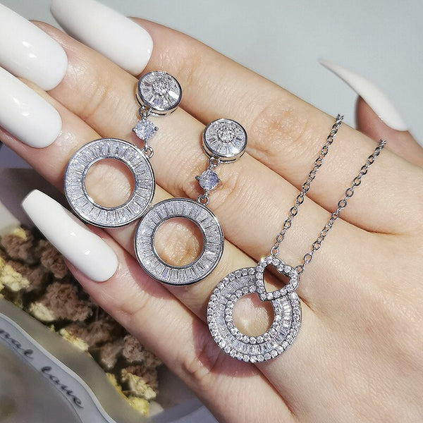 Conjunto de 2 piezas de joyas para novia en color plata auténtica