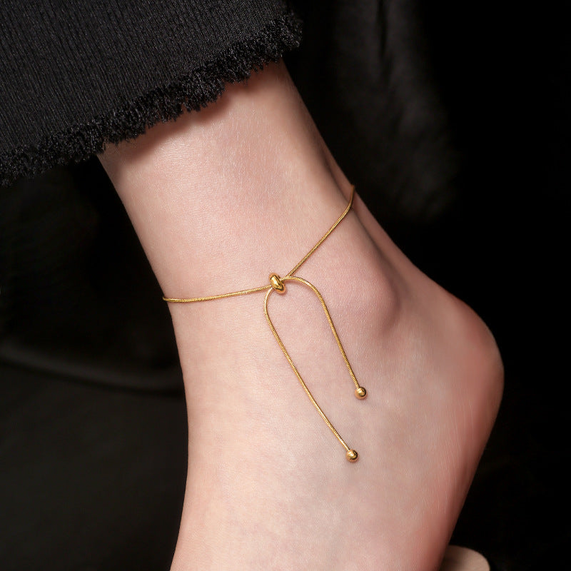 Simple Design 316L Stainless Steel Gold Snake Bone Chain Anklet