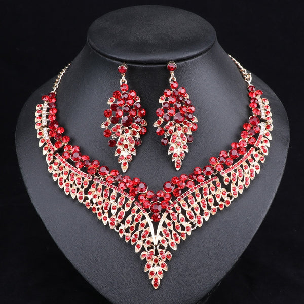 Big Crystal Statement Necklace Earrings Sets