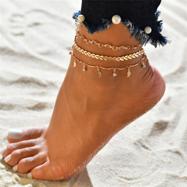 Bohemian Beads Anklets for Women Boho Cubic Zirconia Anklet