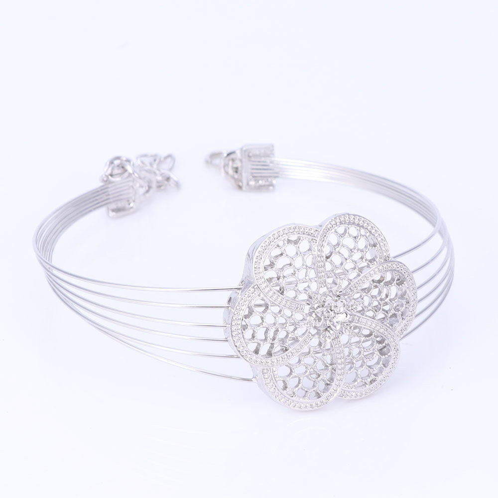 Vintage Rhinestone Flower Pendant Necklace Earrings Bracelet Ring Set