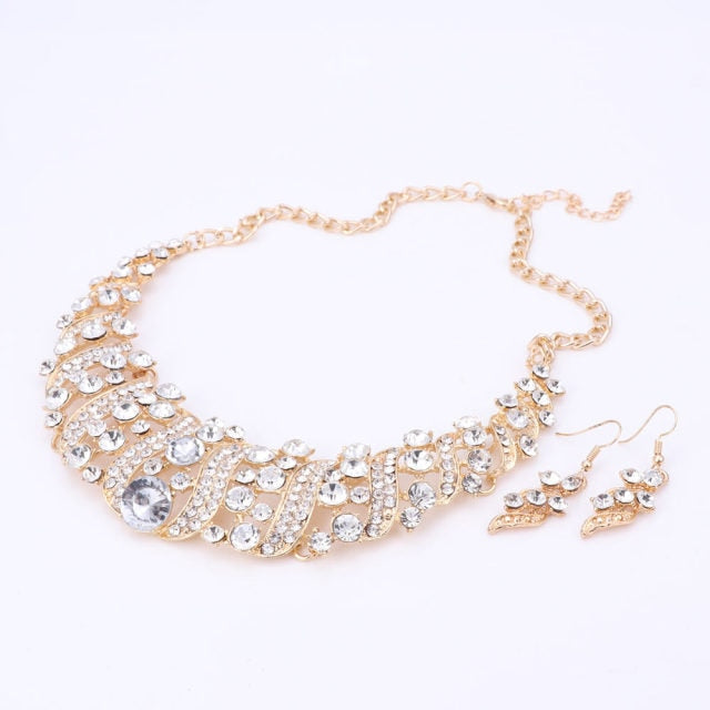 Vintage Collar Rhinestone Crystal Choker Necklaces Jewelry Sets