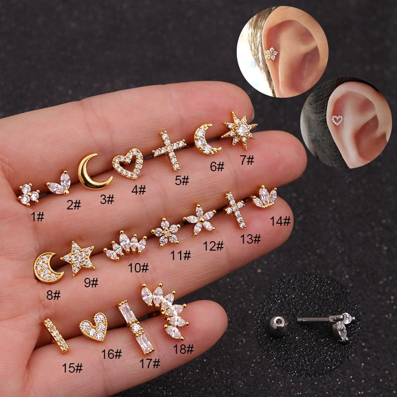 1.2mm Safety Pin Piercing Stud Earrings
