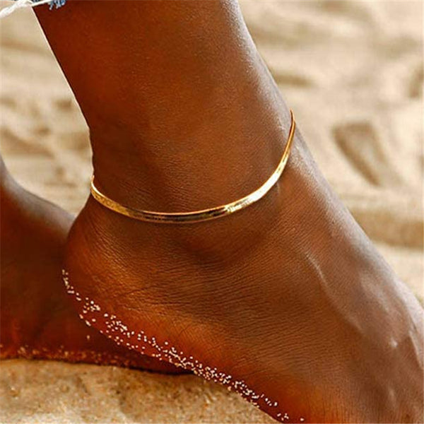 Tobillera con cadena de serpiente en tono dios para mujer