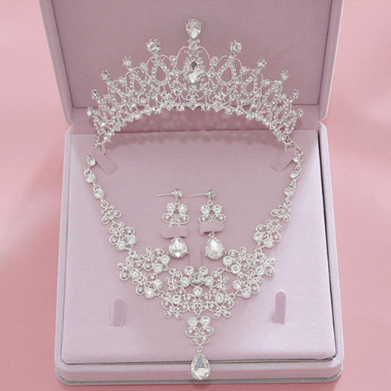 Pink Crystal Bridal Jewelry Sets For Women