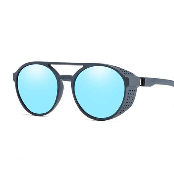 Gafas de sol estilo punk retro para hombre y mujer, con marco de plástico y espejo oceánico.