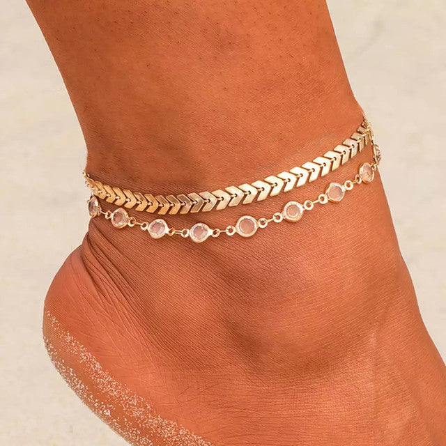 Fashion Crystal Anklets For Women Gold Silver Color Boho Anklet