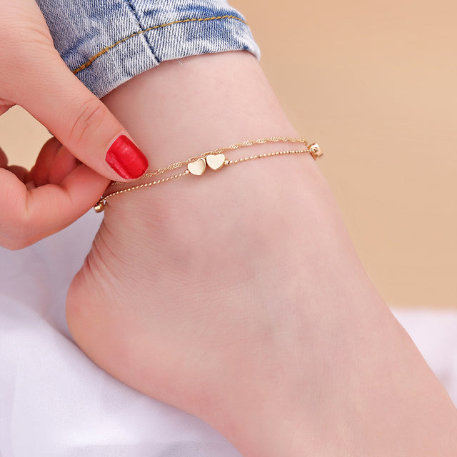 Multi Layered Gold Shell Pendant Chains Ankle