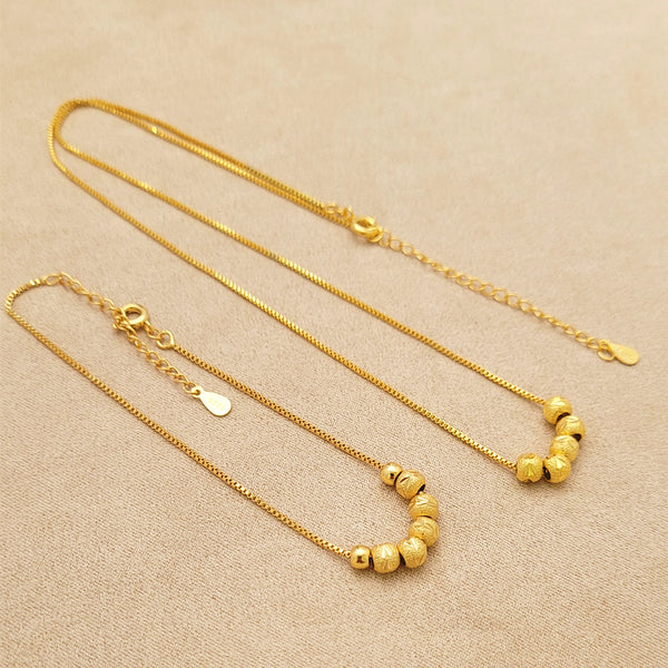 Buddha Beaded Chain Necklace 2pcs Trendy Jewelry Set