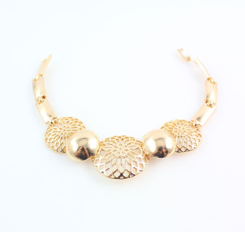 Gold Color Hollow Out Alloy Necklace Earrings Set