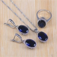 sky blue princess crystal jewelry  silver Color wedding costume jewelry sets