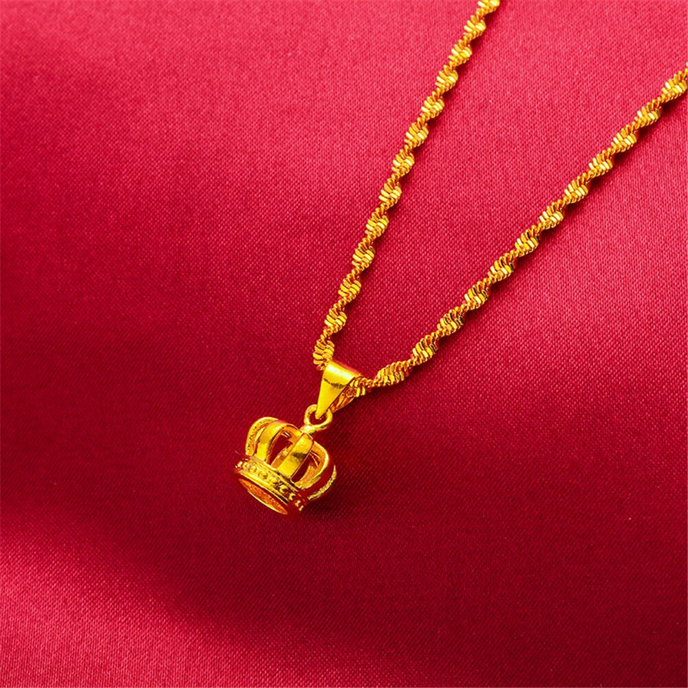 Zircon Crown Bead Pendant Necklace Earrings 2 pcs Wedding Jewelry Set
