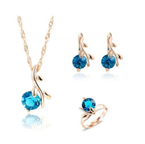 New Champagne Gold Color Crystal Cherry Jewelry sets