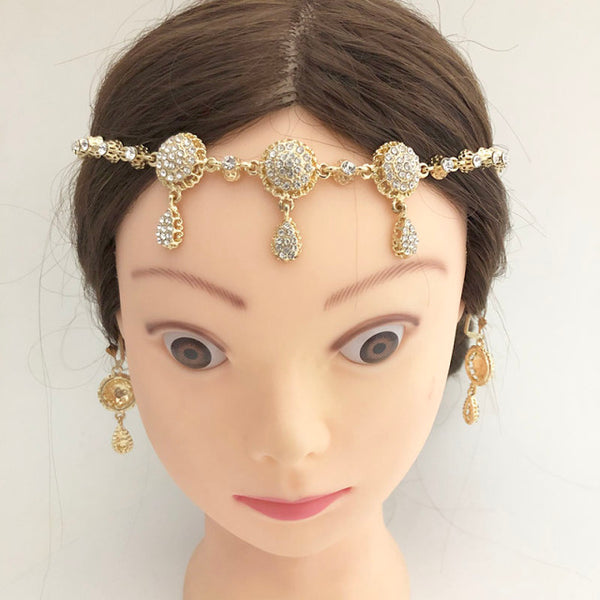 Conjuntos de boda de joyería árabe hecha a mano con cristales