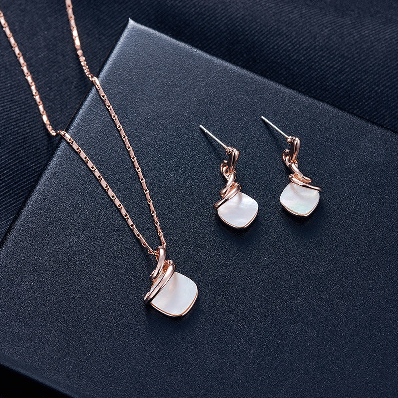 Fashion Wedding Earrings Crystal Pendant Necklace Set
