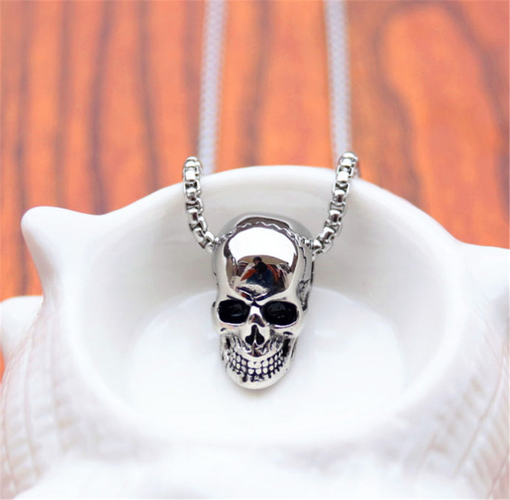 Black Stainless Steel Chian Alloy Skull Skeleton Pendants Necklaces Jewelry