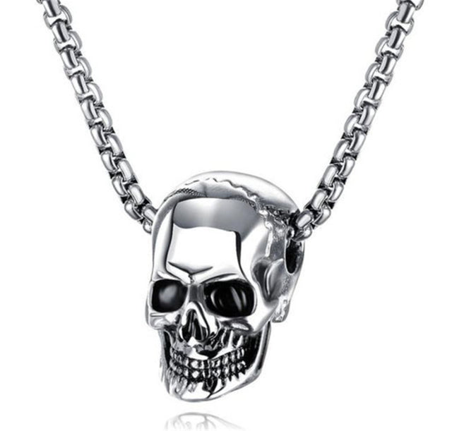 Black Stainless Steel Chian Alloy Skull Skeleton Pendants Necklaces Jewelry