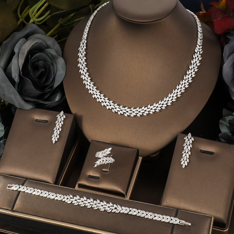 2pcs Luxury Dubai Nigeria CZ Crystal Wedding Jewelry Sets