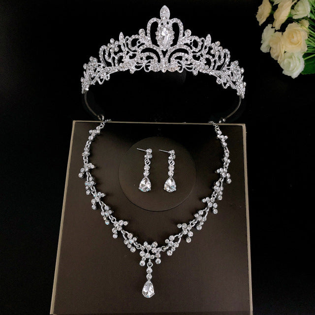 4 Colors Baroque Bridal Crown Tiaras For Women Jewelry Sets