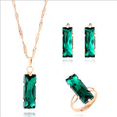Red/Green Gold Color Cubic Zirconia Crystal Jewelry Sets