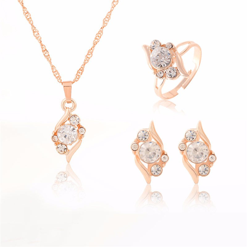 Red/Green Gold Color Cubic Zirconia Crystal Jewelry Sets