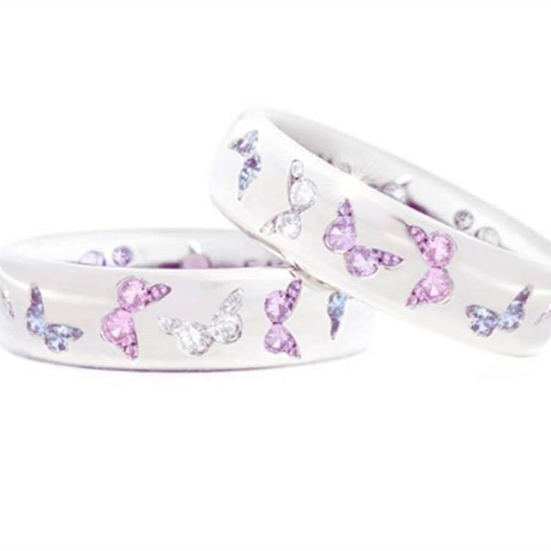 Butterfly Zircons Diamond Wedding Ring Party Jewelry Sets
