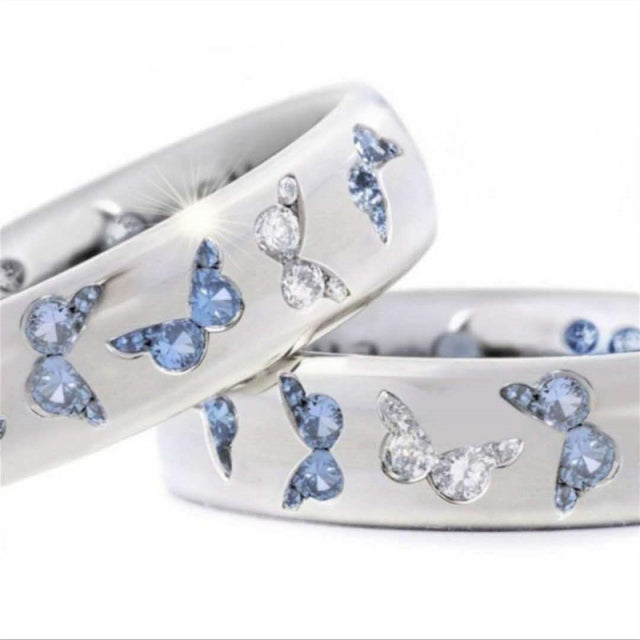 Butterfly Zircons Diamond Wedding Ring Party Jewelry Sets