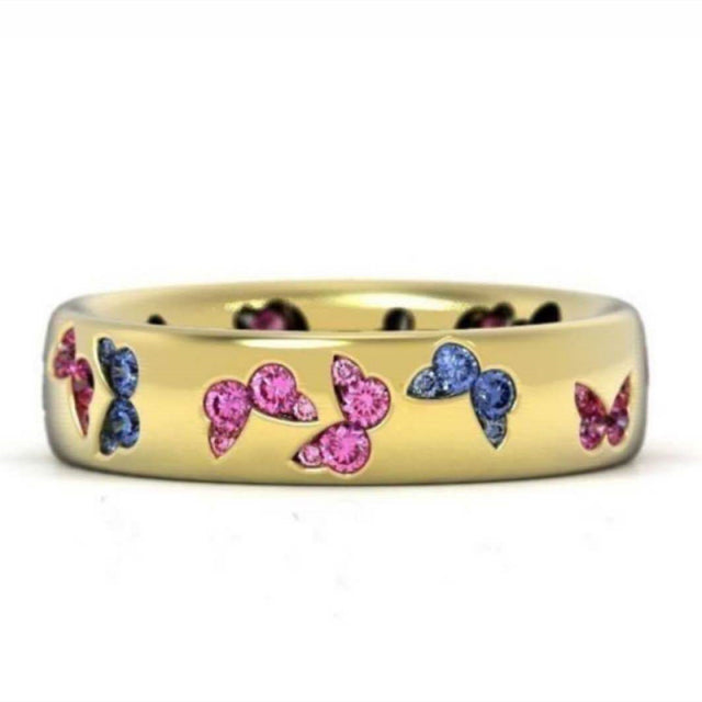 Butterfly Zircons Diamond Wedding Ring Party Jewelry Sets