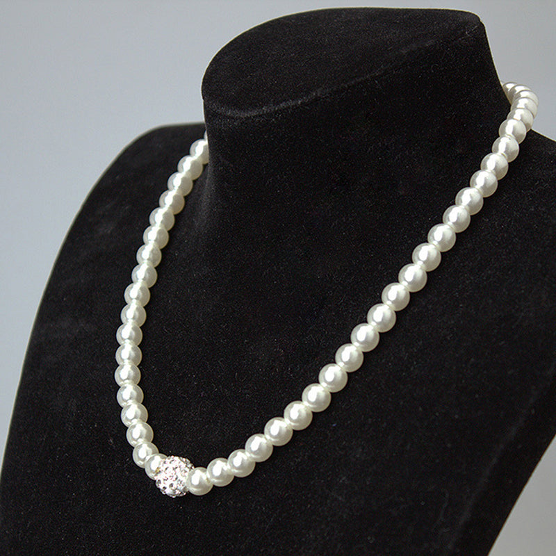 4pcs/set Fashion Classic Imitation Pearl Silver Plated Clear  Jewelry Sets