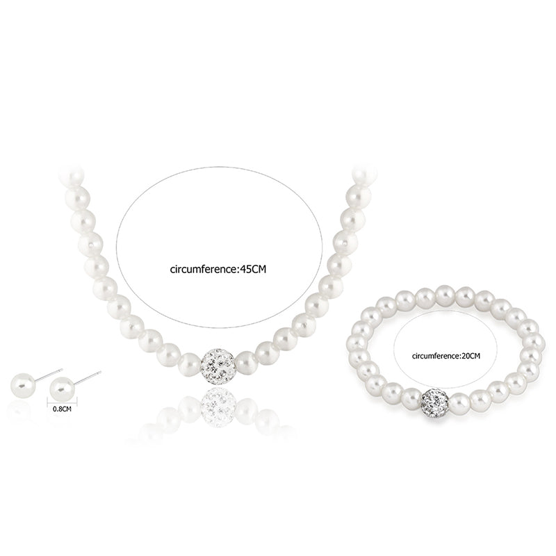 4pcs/set Fashion Classic Imitation Pearl Silver Plated Clear  Jewelry Sets