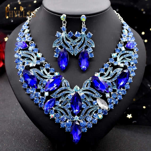Fashion Crystal Bridal Jewelry Sets African Wedding Earrings Necklace Sets