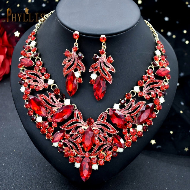Fashion Crystal Bridal Jewelry Sets African Wedding Earrings Necklace Sets