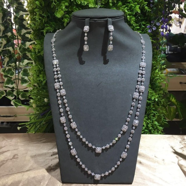 4pcs Bridal  Luxury Dubai Nigeria CZ Crystal Wedding necklace sets