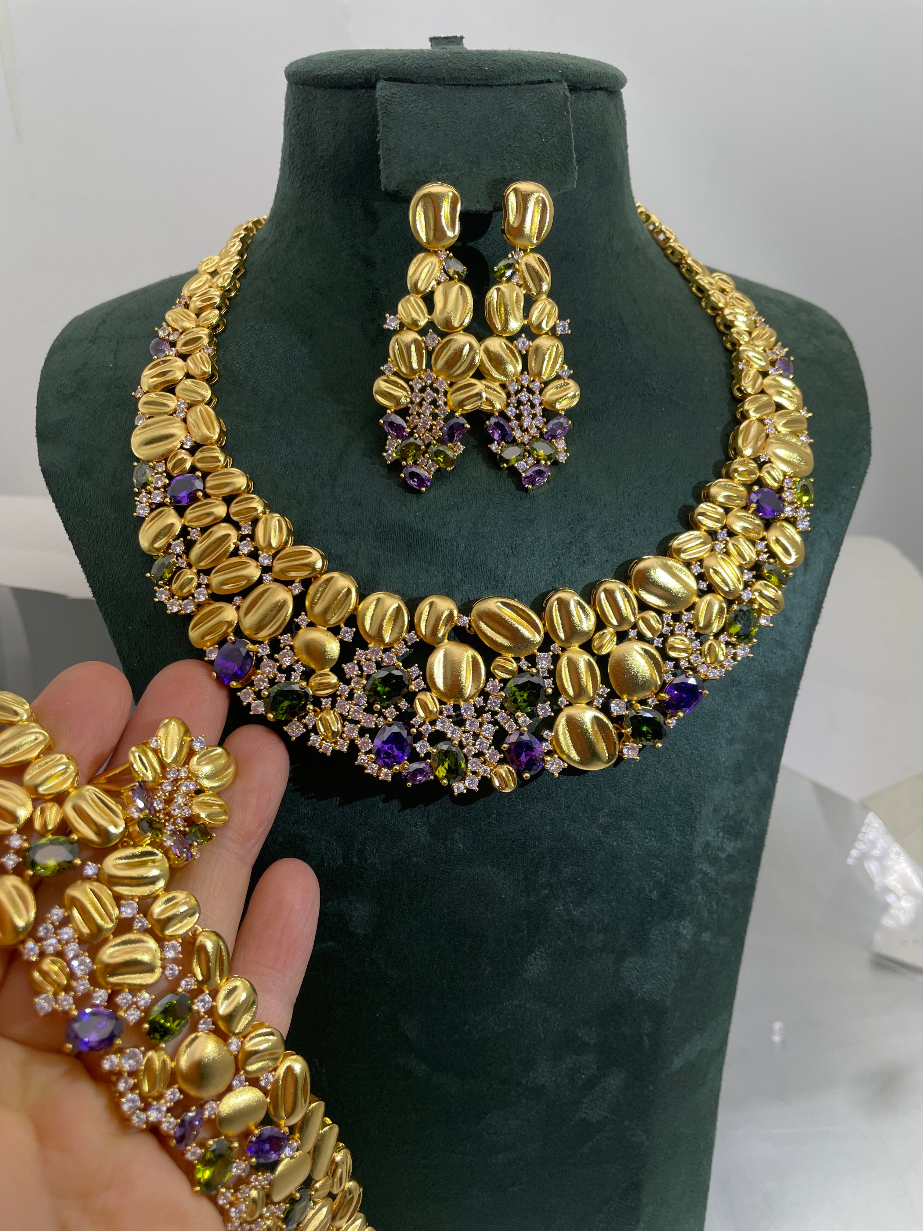 Trendy Fashion4 PCS Luxury Waterdrop Indian Jewelry Sets