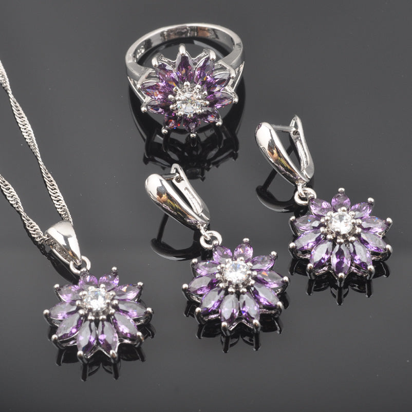 Purple Zirconia  Crystal Costume Jewelry Sets