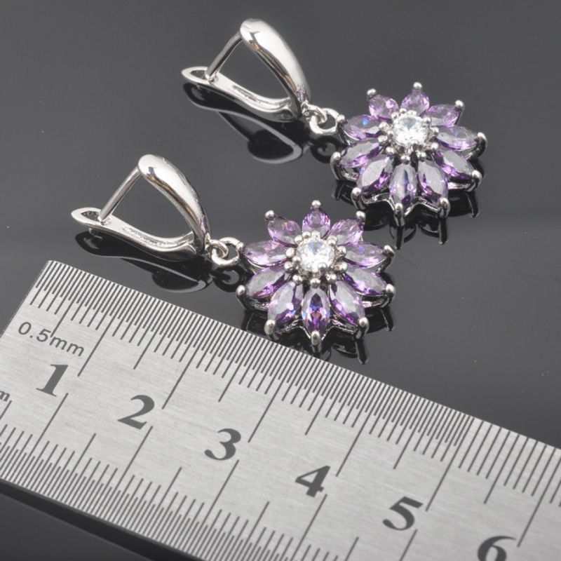 Purple Zirconia  Crystal Costume Jewelry Sets