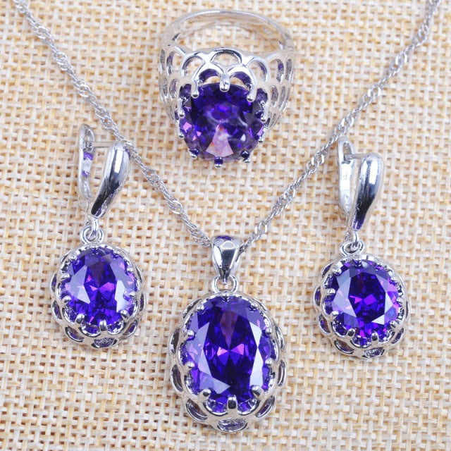 Natural Purple Crystal Jewelry Sets