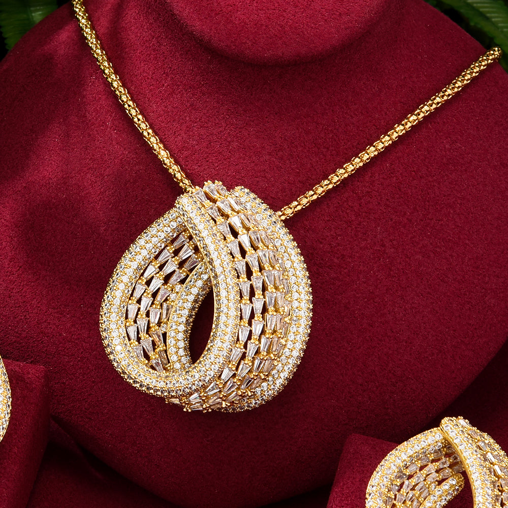 Fine Super Luxury DUBAI Big Dangle Drop Earrings Necklace