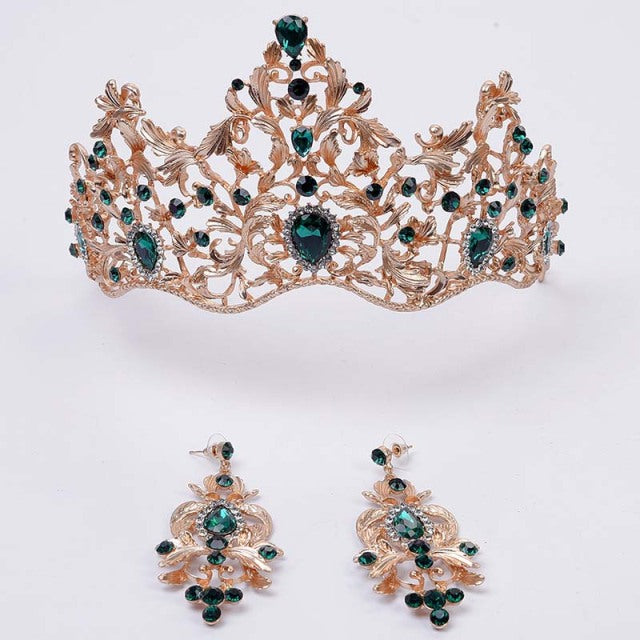 Luxury Baroque Crown Earring Jewelry Sets