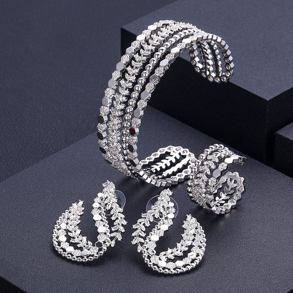 3pcs Bridal Zirconia Full Jewelry Sets For Women