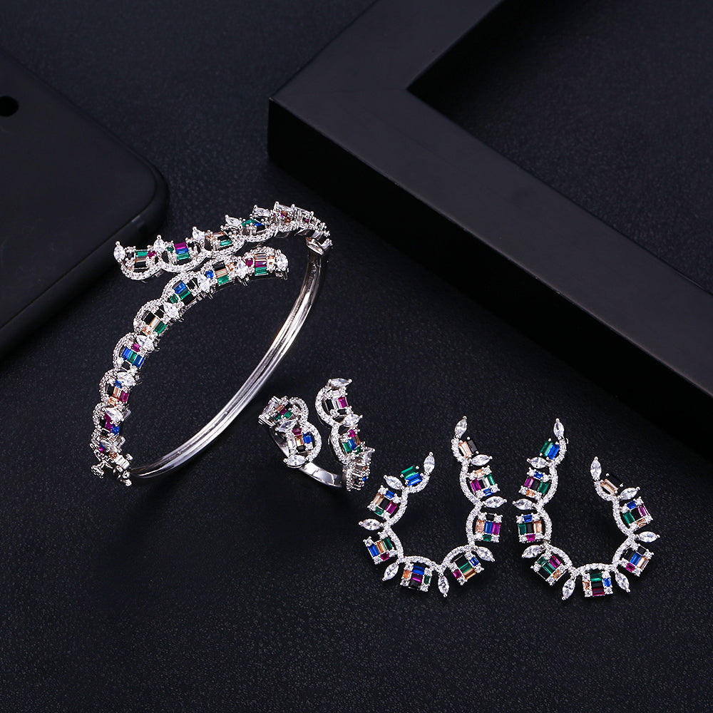 3pcs Bridal Zirconia Full Jewelry Sets For Women
