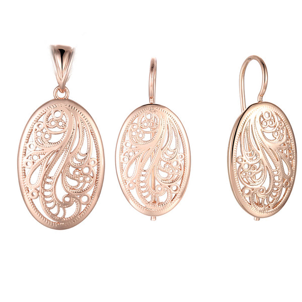 Rose Gold Color Round Flowers New Set