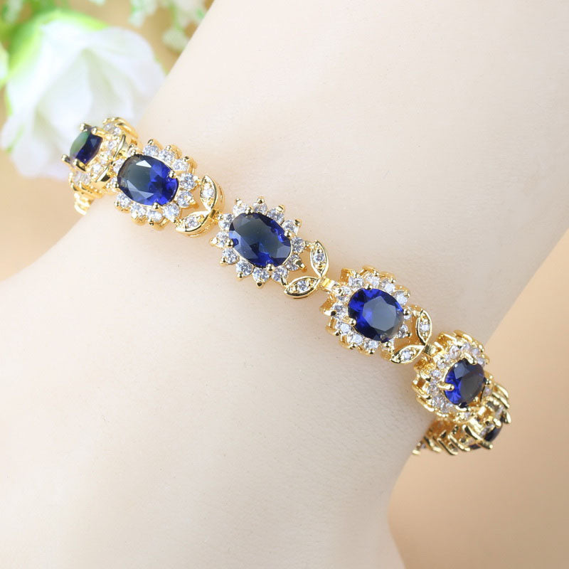 Blue Cubic Zirconia 6-Colors Bracelet And Ring Sets