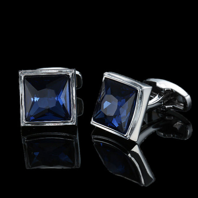 hand inlaid Blue Crystal zircon Cufflinks
