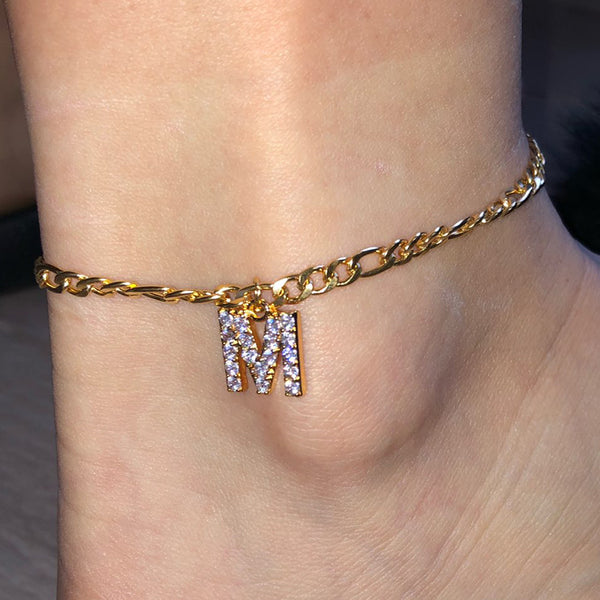 Tobilleras con letras de la A a la Z para mujer
