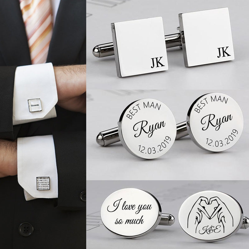 Engrave Initial Cufflinks for Wedding