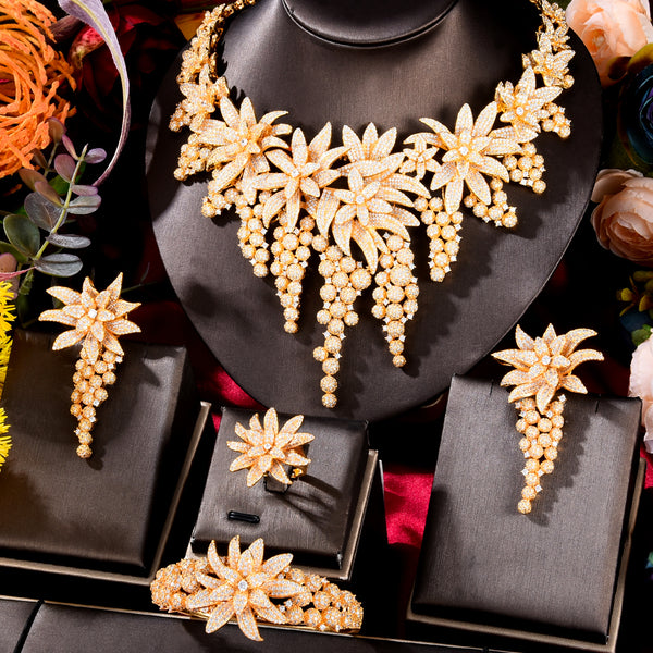 BIG Bold 4PCS Luxury Grape Flower African Jewelry Sets For Women