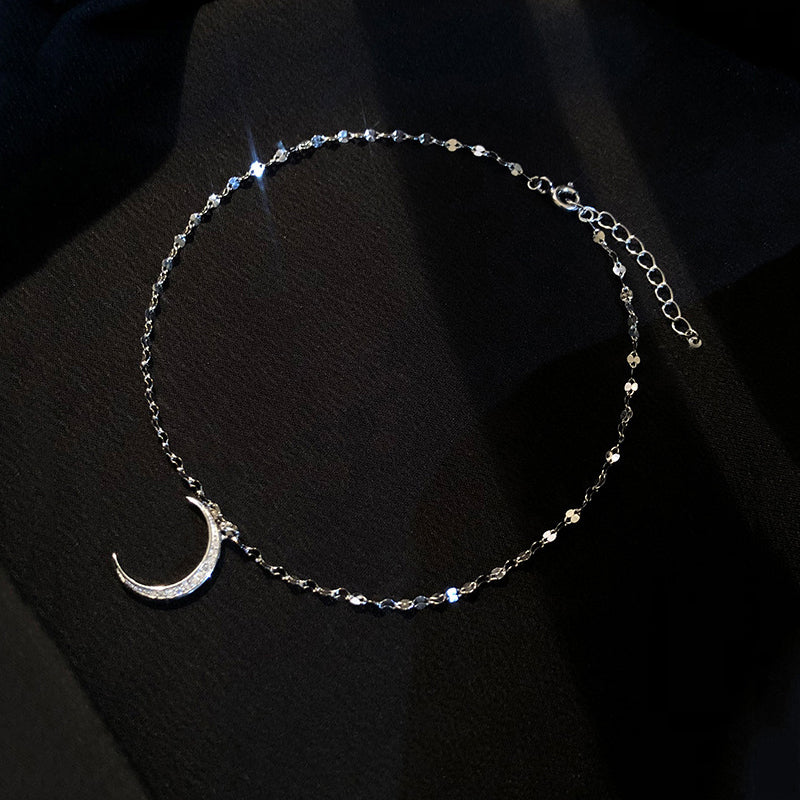 Silver Color Moon Cubic Zircon Anklet Bracelet