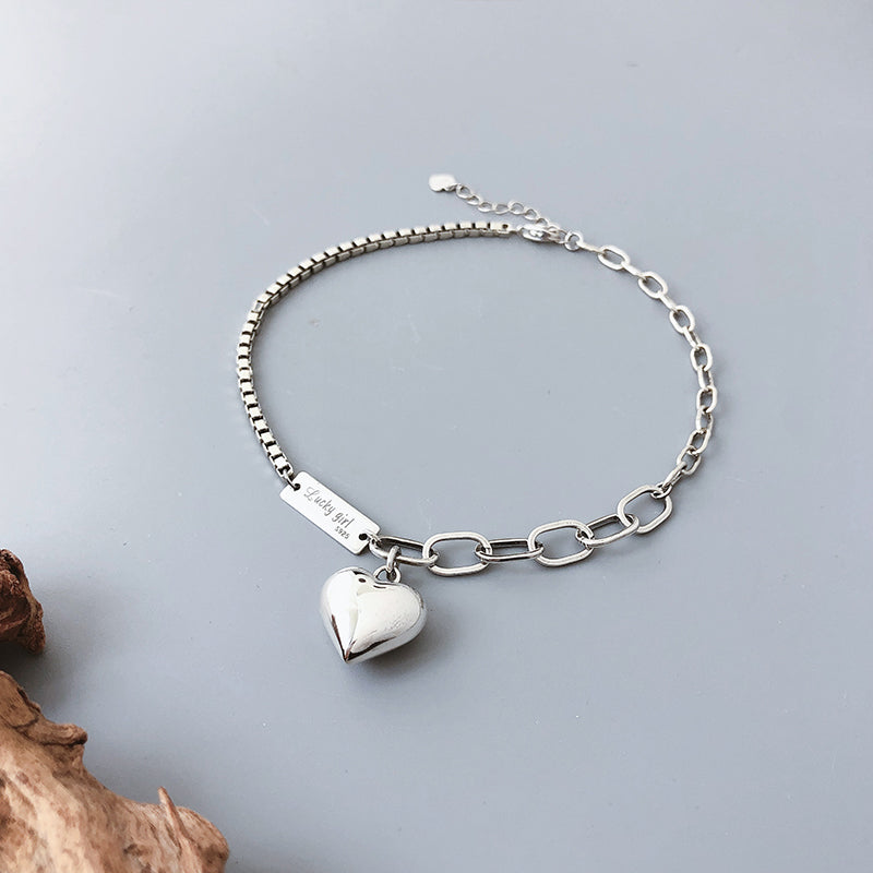 Delicate Handmade Silver Color Love Heart Anklet Bracelet for Women
