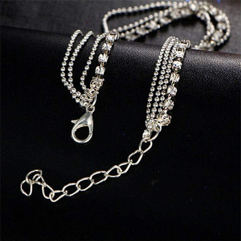 Ladies Crystal Beads Multilayer Chain Fashion Ankle Bracelet